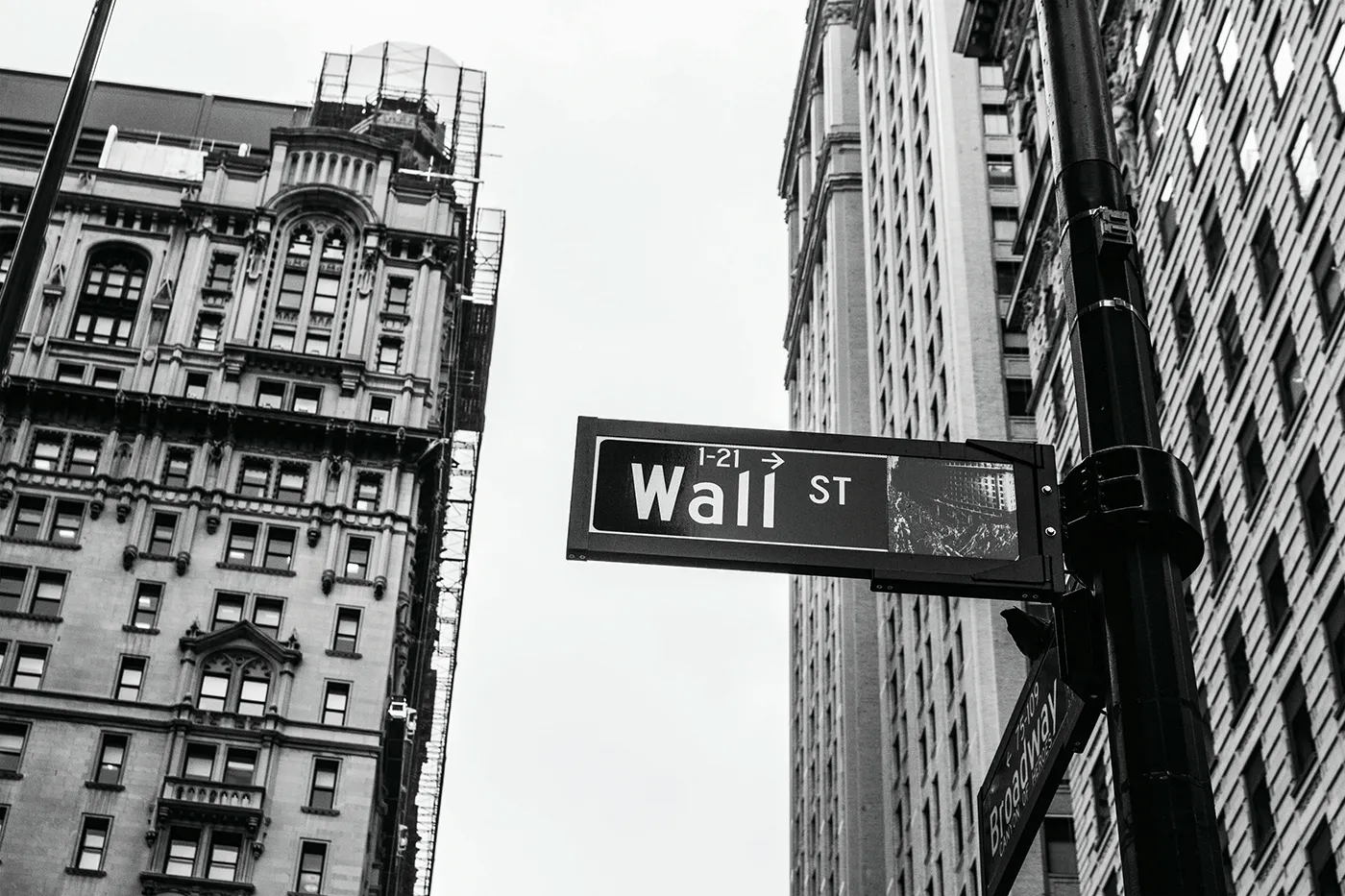 Foto eines Wall-Street-Straßenschilds